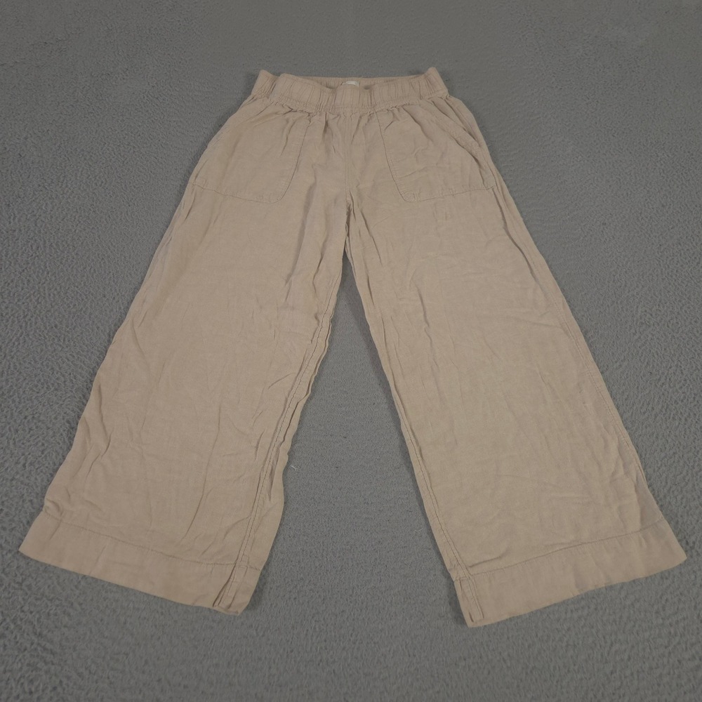 Sigrid Olsen Pants Womens Small Beige Wide Leg Linen Blend Elastic Waist Pull On